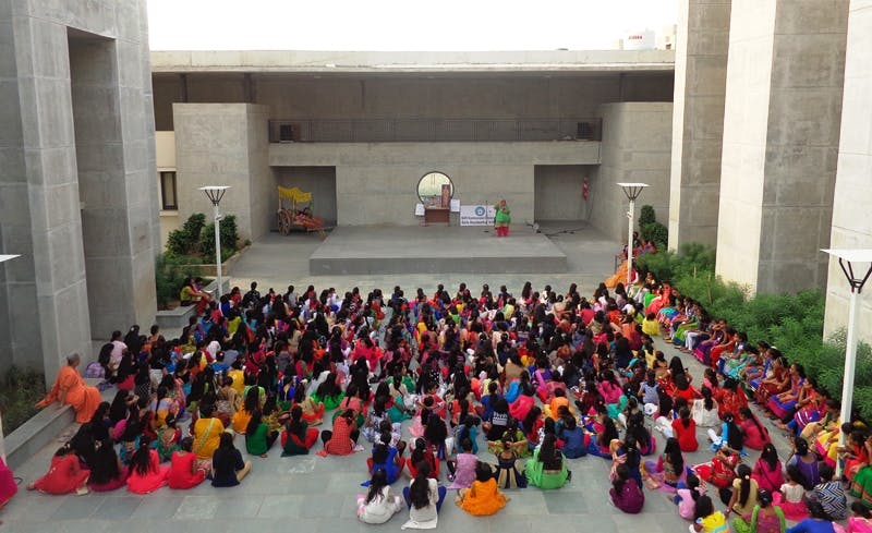 A school assembly at a BAPS school in Randesan, India.